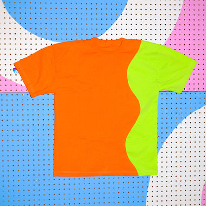 Single Squiggle Zero Waste Tee - Orange/Green L