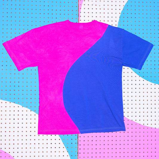 Big Squiggle Zero Waste Tee - Pink/Blue L