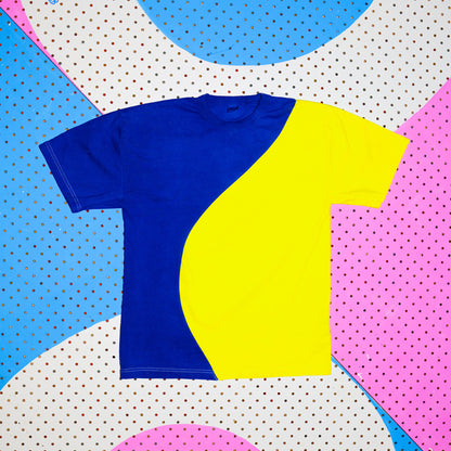 Big Squiggle Zero Waste Tee - Blue/Yellow L