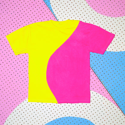 Big Squiggle Zero Waste Tee - Yellow/Pink L